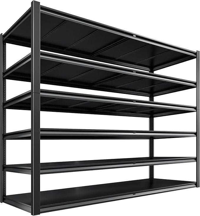 REIBII 84.1" H Garage Shelving, 3500LBS Storage Shelves Heavy Duty, Adjustable 6-Tier Metal Shelving for Commercial, Warehouse, Basement, Garage,Shop, 55.1" W x 25.8" D x 84.1" H