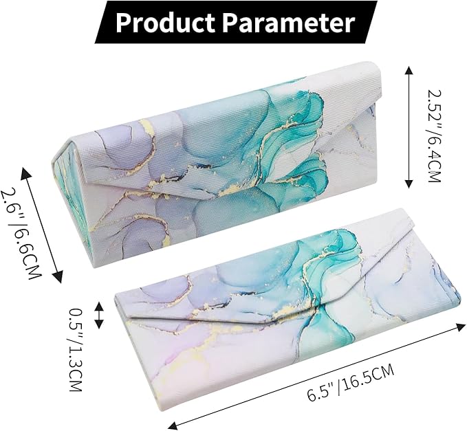 Foldable Glasses Case, Magnetic PU Leahter Sunglasses Case, Cute Hard Shell Folding Eyeglass Cases for Women Kids