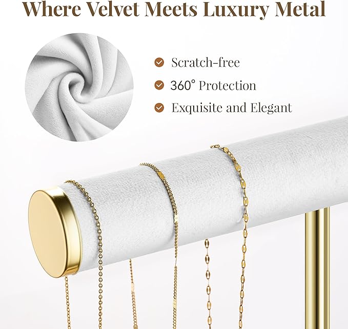 3 Tier Bracelet Holder Display - Detachable T Bar White Velvet Bracelet Holder, Jewelry Holder Organizer for Bracelet, Necklace, Watches, Rings