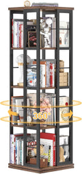 Aheaplus Rotating Bookshelf, Corner Bookshelf, 360 Display Wood Spinning Bookshelfs, Floor Standing Bookcase Narrow Shelf Revolving Organizer Storage Rack for Small Space, Bedroom, Study Room