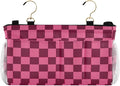 Checkered Hot Pink Bedside Caddy for Dorm Bed Bedside Hanging Caddy Bag Iron Frame Storage Organizer Pocket for Bunk Home College Hospital Beds 2 Hooks