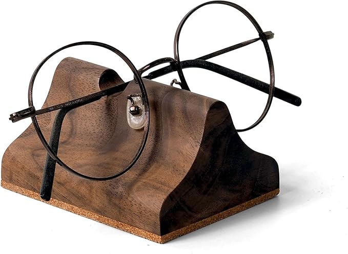 Handmade Wood Carving Eyeglasses Stand Wood Glasses Holder Sunglasses Display Stand Home Office Desk Supplies (WALNUT)