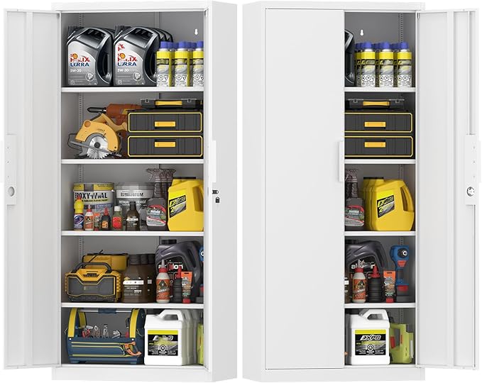 Lockable Storage Cabinets, 72" H Heavy Duty Cabinet for Home Office, Large Storage Cabinet with Doors, Metal File Cabinets with Adjustable Shelves, Office Organizer