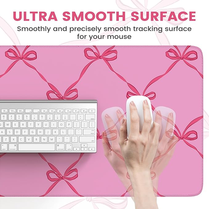 iCasso Desk Mat for Keyboard and Mouse, Large Mouse Pad for Desk, Desk Matt for Desktop, Desk Pad Mat, Anti-Slip Big Mousepad with Stitched Edges for Computer(Woven Bow)