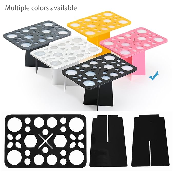 Acrylic Drying Rack for Brushes, Collapsible Stand with 28 Slots for Nail, Paint, and Makeup Brushes – Black, Unisex, Ideal for Artists and Enthusiasts