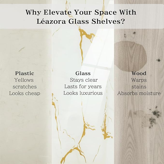 2-Tier White Marble Bathroom Countertop Organizer – Glass Shelves & Gold Metal Frame, Elegant Vanity Storage Shelf for Perfume, Skincare, Makeup & Toiletries