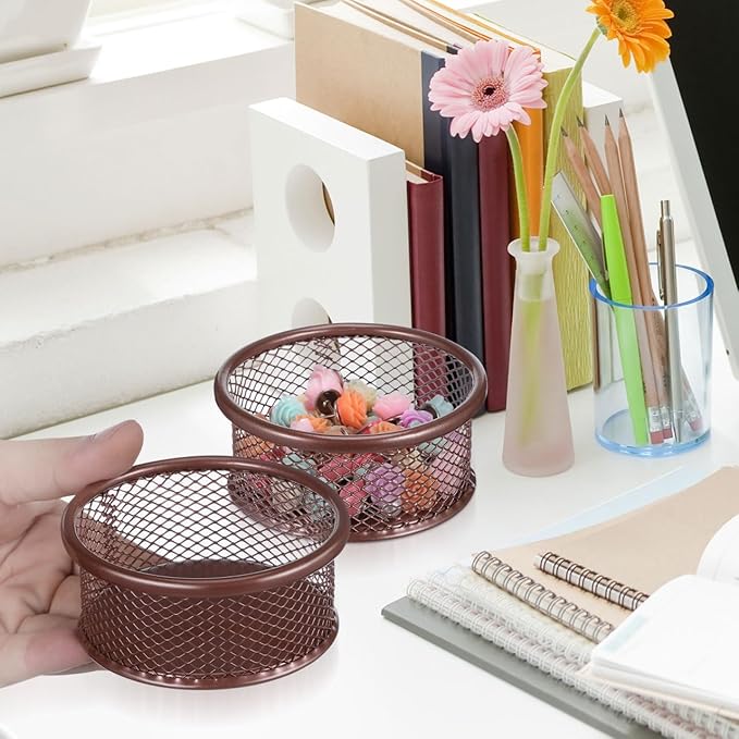VILLCASE Paper Clip Holder, PaperClip Holders for Desk, Metal Mesh Paperclip Dispenser Organizer Desktop Binder Clip Holder Container for Home Office School, 4pcs