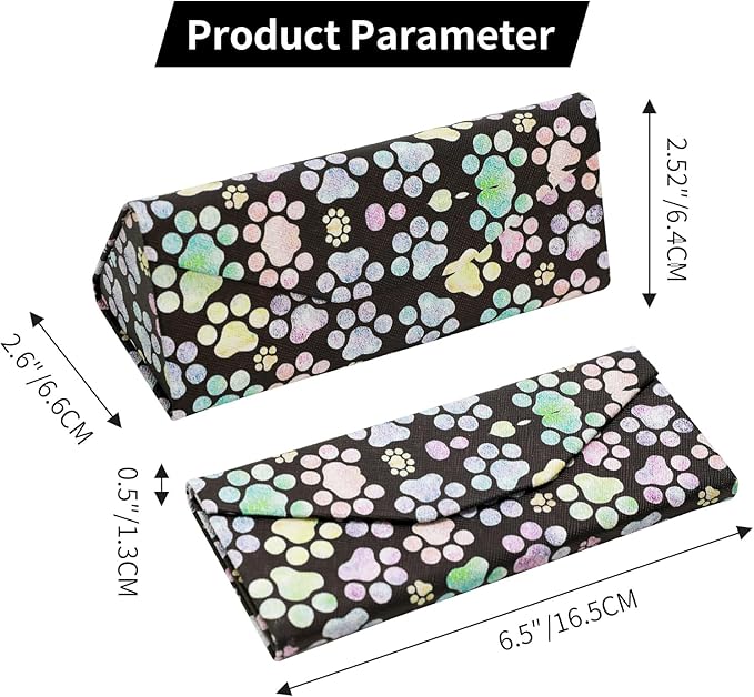 Foldable Glasses Case, Magnetic PU Leahter Sunglasses Case, Cute Hard Shell Folding Eyeglass Cases for Women Kids