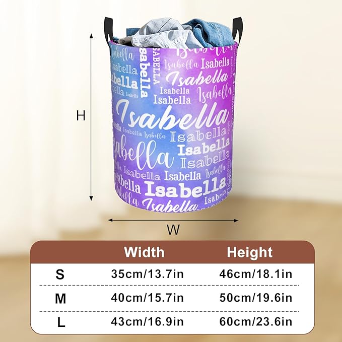 Custom Name Laundry Hamper, Personalized Laundry Baskets with Name for Boys Girls Women Men, Customized Collapsible Dirty Clothes Hamper Easy Storage Gifts for Bedroom Bathroom Living Room