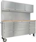 CT Copper Tailor 72-inch Tool Chest Cabinet Rolling Garage Workbench with 15 Storage Drawers and Wheels, 3 Upper Cabinet, Pegboard, Steel Large Tool Box,Stainless Steel