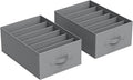 SONGMICS Set of 2 Large Size Wardrobe Clothes Organizers, 6-Compartment Foldable Drawer Organizers with Handles, 16.5 x 11.8 x 6.7 Inches, for Pants, Sweaters, Jeans, Dove Gray URUS009G02