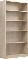 Bush Furniture Universal Tall 5 Shelf Bookcase in Natural Elm, Vertical Storage and Display Bookshelf for Home Office or Living Room Organization