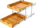 DINDON 2 Tier Pull Out Cabinet Organizer (11" W x 21" D) Double Tier Slide Out Wood Drawer Under Cabinet Storage And Organization