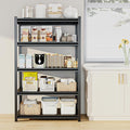 36" W Father&I 5-Shelf-Rack Industrial Heavy-Dudy Adjustable Metal Garage Bin Storage Shelving Stant Shelves Units/Systems Organizer for Basement/Closet/Tote/Pantry, 72" H*36W *18" D, Black
