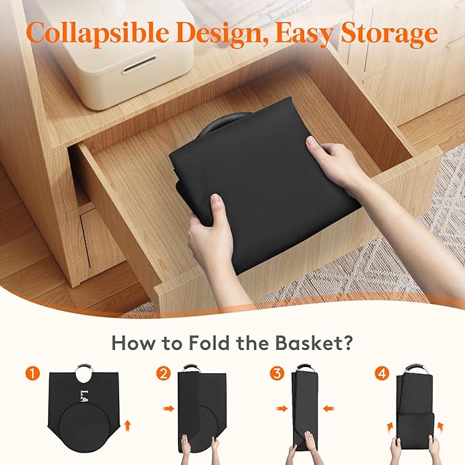 Lifewit 80L 2-Pack Large Laundry Basket, Collapsible Laundry Hamper with Aluminum Handles, Waterproof Freestanding Dirty Clothes Hampers for Laundry Room Bedroom Dorm Bathroom, Black