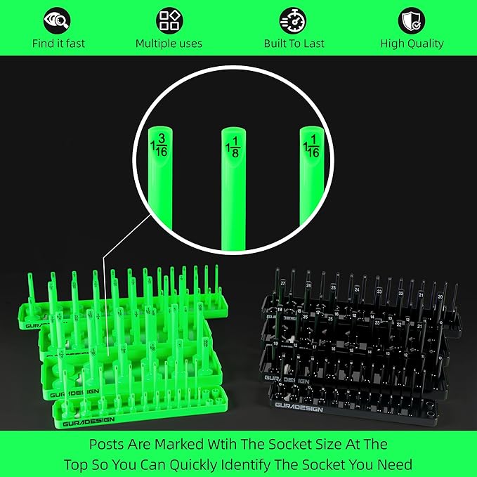 8PCS Socket Organizer Set, Socket Holder, 1/4", 3/8", 1/2" Metric & SAE Socket Tools Trays.