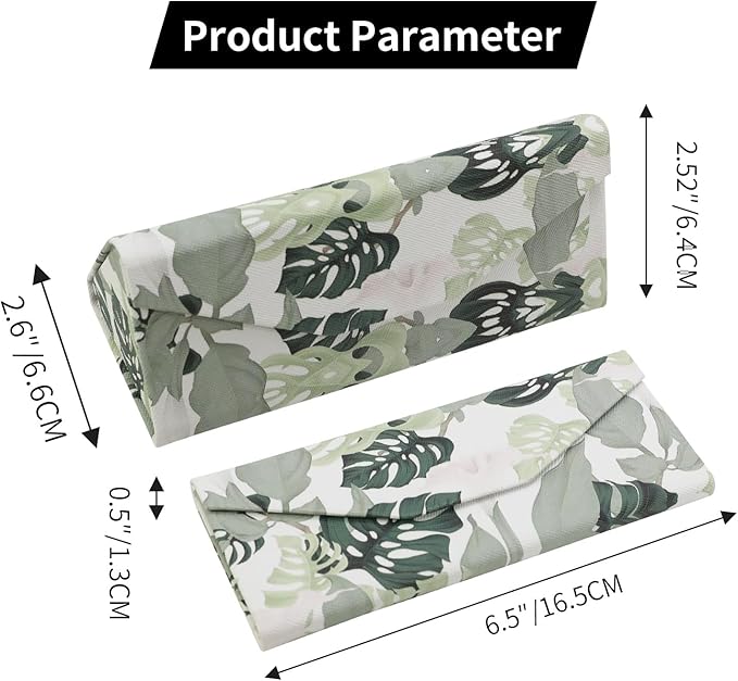 Foldable Glasses Case, Magnetic PU Leahter Sunglasses Case, Cute Hard Shell Folding Eyeglass Cases for Women Kids