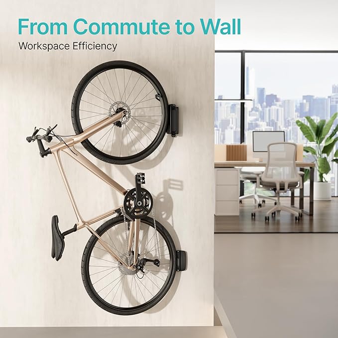 Bike Rack Garage, Heavy Duty Swivel Bike Wall Mount, Holds 77 Lbs, Bike Hangers for Garage, Adjustable Indoor Bike Storage for Bedroom Home Office, 1 Pack
