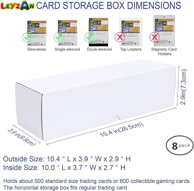 Trading-Card Storage Box, 8-Pack • 600 Count Corrugated Cardboard Storage with dividers & labels for TCG/Magic/Mtg storage and Collection, 10.4 INCH Horizontal