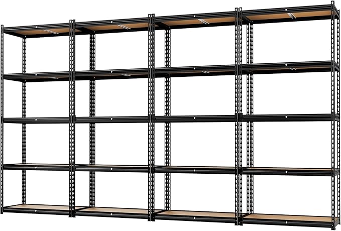 LEVELEVE 5-Tier Heavy Duty Storage Shelving Unit, 2020 lbs Capacity, Adjustable Metal Utility Shelf, 48" L x 18" W x 73" H for Garage, Kitchen, Pantry, Basement, Bathroom, Laundry,4 Pack