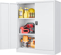 SISESOL Small Metal Cabinet with Shelves,36 inch Garage Storage Cabinet with Lock,White Metal Storage Cabinets with Locking Doors,Lockable Office File Cabinets for Home,Office,Shop,Garage
