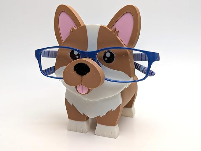 RedFive Corgi Eyeglass Holder Stand – Cute 3D Printed Dog Glasses Holder for Desk or Nightstand – Fun Gift for Corgi Lovers, Pet Owners, and Dog Moms – Handmade in Michigan USA