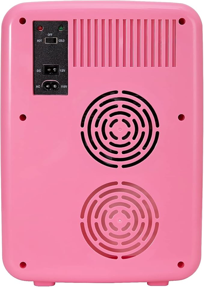 JOYSTAR 10 Liter/12 Cans Mini Fridge for Bedroom, Office, Dorm & Car, Portable Small Refrigerator for Skincare, Makeup, Beverage, Drinks, Thermoelectric Cooler & Warmer, Glass Door, Pink