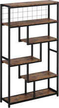 IRONCK Bookshelves 6 Tiers, Industrial Etagere Heavy Duty Shelves for Living Rooom, Office Storage Geomeric Display Boocase, Vintage Brown