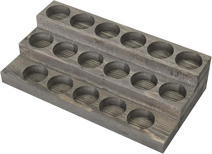 MyGift 3-Tier Vintage Grey Wood 17-Bottle Essential Oil Display Stand