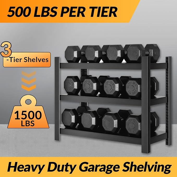 BESFUR 36" H Garage Shelving, 1500LBS 5-Tier Heavy Duty Storage Shelves and Metal Shelving Unit, Adjustable Metal Storage Shelves, for Warehouse Pantry Closet Garage,16"*36"*36"