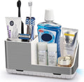 Toothbrush Holders for Bathroom Countertop Organizer, Brushed Nickel Tooth Brush Holder, Kids Electric Toothbrush and Toothpaste Holder with Drainage (Brushed Silver)