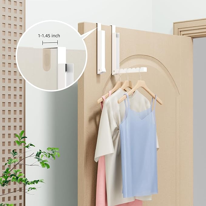 Over The Door Hanger Folding Clothes Drying Rack, Folding Hanging Coat Rack for Indoor Laundry Room Compact Small Space Foldable Portable Clothing Hanger Hook Collapsible- 4 Pack(White)