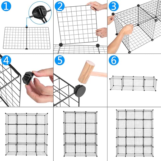 20 - Cube Organizer: Wire Cube Storage for Home & Office - Multifunctional, Modular Cubbies
