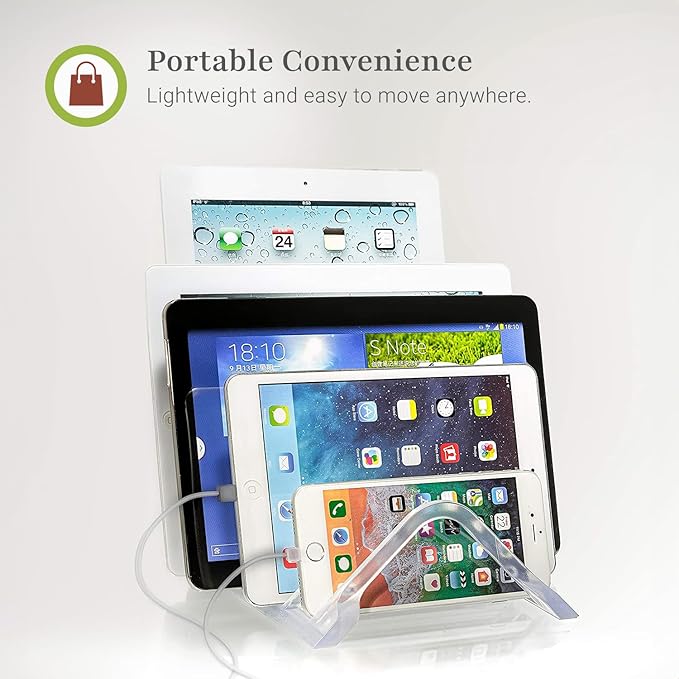 Prosumer's Choice Universal 5 Tablet and Smartphone Charging Organizer Rack Desktop Stand Holder | for Home or Office Supplies | Tablet Divider Stand - Clear