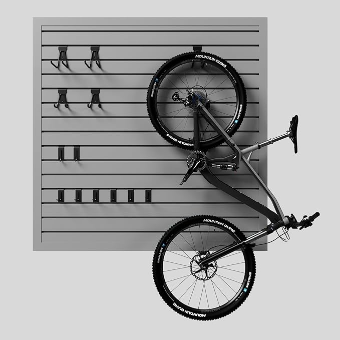 4'H x 4'W Slatwall Panel Garage Wall Organizer with Hooks, Heavy Duty Slat Wall Paneling Sheets, Interlocking PVC Panels, Garage Slatwall for Tool Organization Mounted Storage Systems