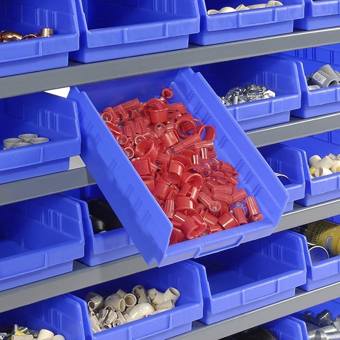 Global Industrial 13 Shelf Steel Shelving with (72) 4" H Plastic Shelf Bins, Blue, 36x12x72