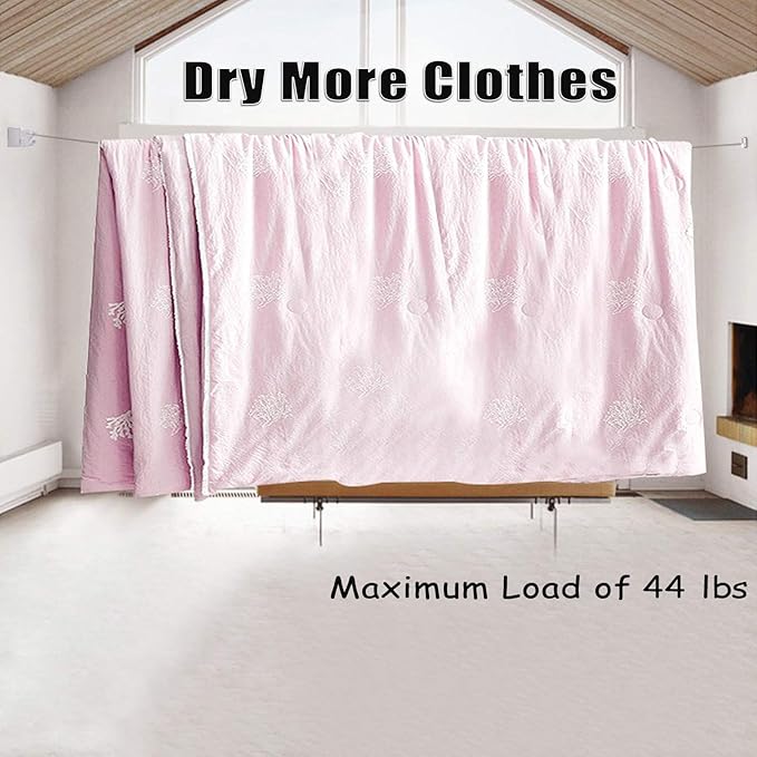 Bakala Retractable Clothesline, Portable Clothes Line Retracting Outdoors, Wall Mounted Double Line with Adjustable Stainless Steel Rope, 13.8 Ft Drying Laundry Line for Balcony, Laundry, Hote l-White