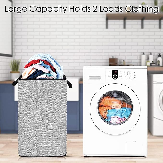 SNIGJAT Large Laundry Hamper, Tall Laundry Hamper with Sturdy Handles, Collapsible Dirty Clothes Basket for Bedroom, Rectangular Sturdy Large Clothes Basket for College, Dorm, Towels, Toys, 80 L