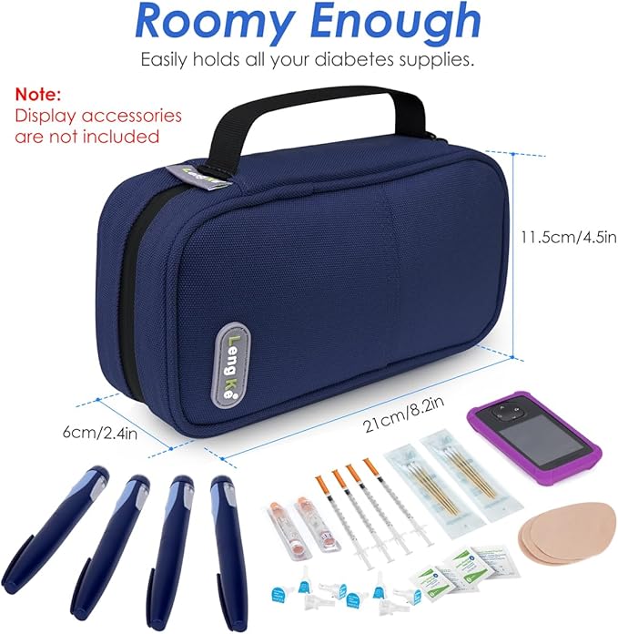 YOUSHARES Insulin Cooler Case - Travel Medicine Cooler Bag for Diabetes Supplies, Insulin Pen Case with 2 TSA Approved Gel Ice Pack (Navy Blue)