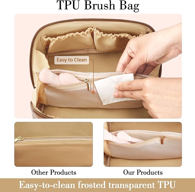 Birthday Gifts for Women Teen Girl, Personalized Initial Makeup Organizer Bag Set, Open Flat Travel Cosmetic Bag With Clear Divider and Handle(Pink,O)