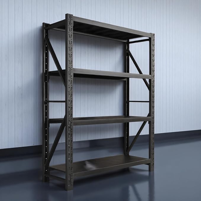 torage Shelves,Garage Shelving Heavy Duty Metal Adjustable Garage Shelves, Shelving Units Industrial Shelving for Warehouse(Black, W47.2*D19.7*H79)