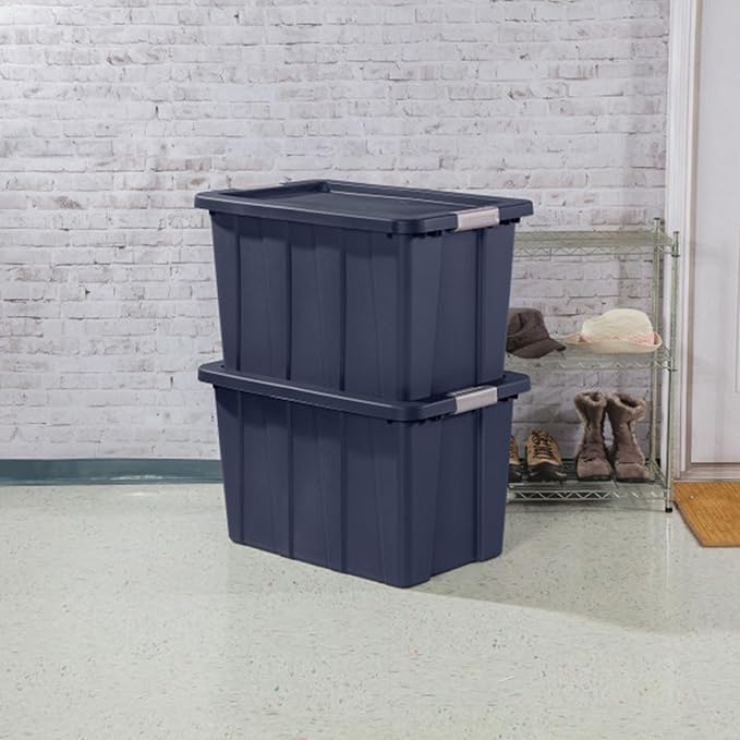 Sterilite 8-Pack Storage Bins with Lids, Heavy Duty Totes, Tuff1, 30 Gallon, Dark Indigo