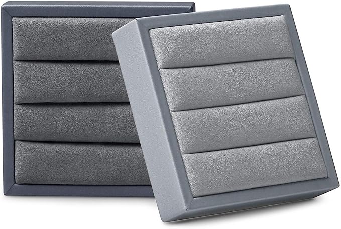Oirlv Premium Leather Ring Display Stand Small Ring Tray Showcase Jewelry Display Home Organizer(Grey)