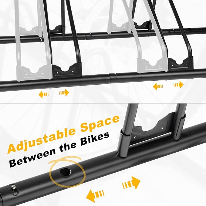 CyclingDeal Bicycle Floor Parking Rack Stand - for Mountain MTB Road Bike - Indoor Home Garage Storage - Upgraded 5 Bikes