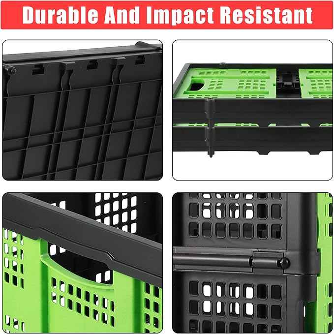 55L Collapsible Crates for Storage,Stackable & Collapsible Milk Crates, Stackable Storage Baskets, Folding Storage Containers for Organizing Tools, Books, Food, Drinks, Camping & Transport