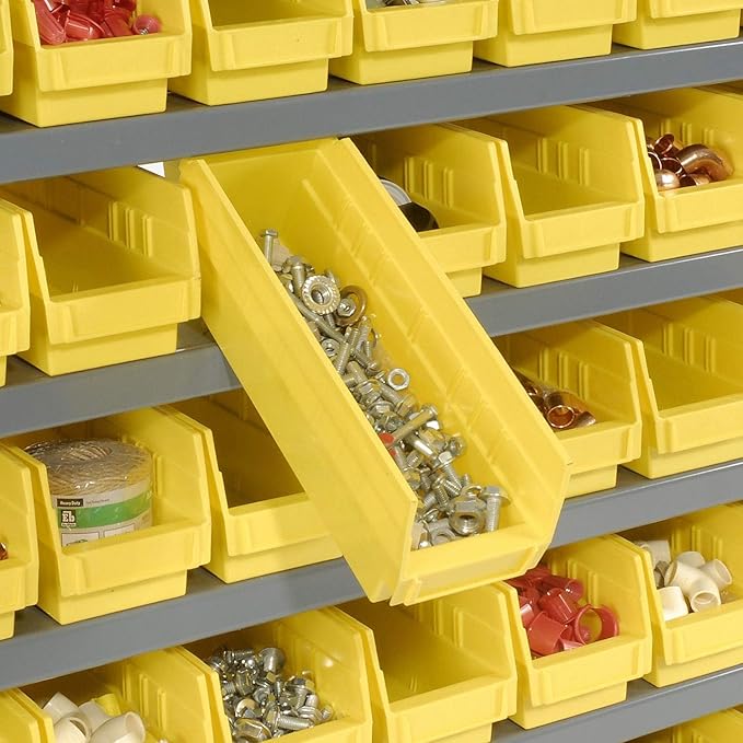 Global Industrial 7 Shelf Steel Shelving with (36) 4" H Plastic Shelf Bins, Gray Frame & Yellow Bins, 36" W x 12" D x 39" H, Industrial or Commercial Storage, Assembly Required