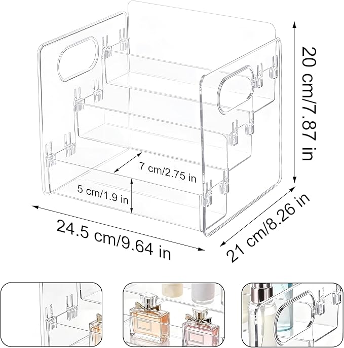 3-Tier Lotion Organizer, Body Spray Organizer, Bathroom Organizers for Perfume and Lotion The Storage Box with A Handle Is Suitable for Home Bathrooms, Bedrooms and Offices