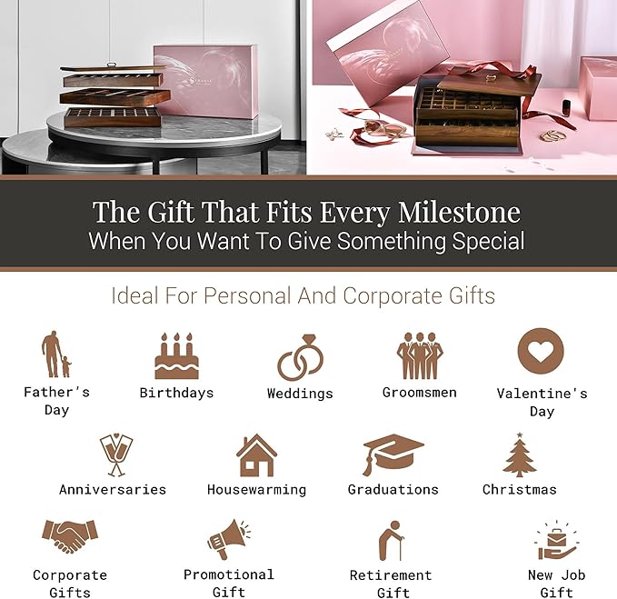 Shanik Custom Engraved Jewelry Box for Women – 3-Tier Stacked Organizer with Rearrangeable Grid Slots for Rings, Necklaces & Earrings