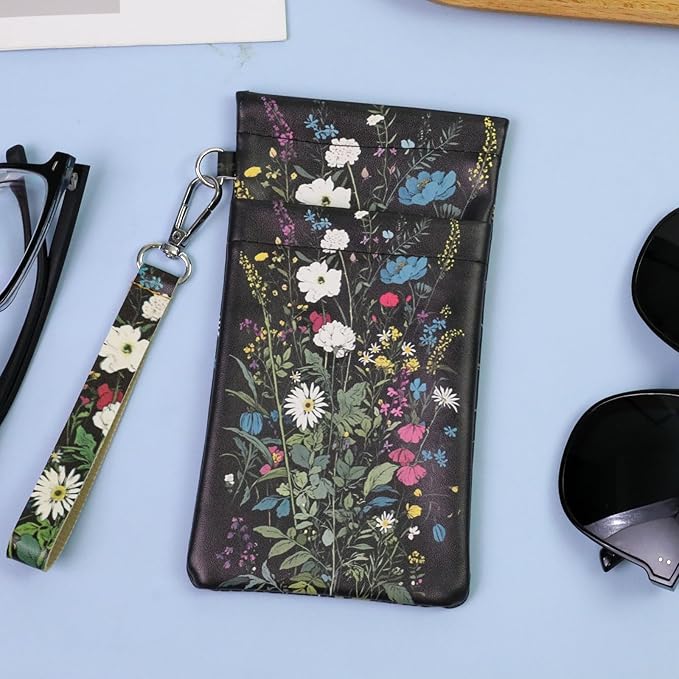 Double Eyeglass Case Soft Dual Glasses Case for Women Men Travel Squeeze Top Sunglasses Cases Eyeglasses Pouch