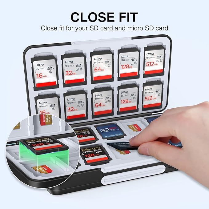 HEIYING SD Card Holder for Memory SD and TF Cards, Portable SDXC SDHC Memory Card Holder Case Compatible with 40 SDXC SDHC and 40 TF Cards Slots